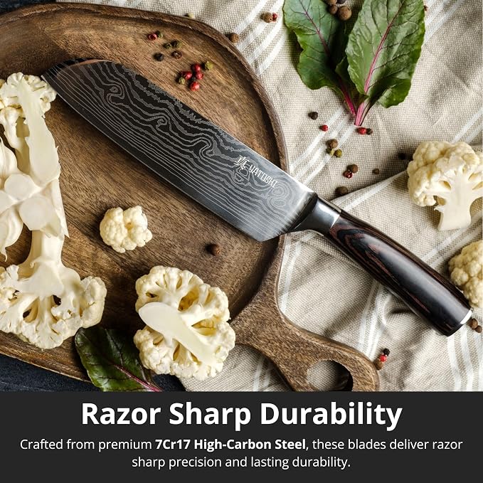 Yatoshi 7 Knife Set - Pro Kitchen Knife Set Ultra Sharp High Carbon Stainless Steel with Ergonomic Handle