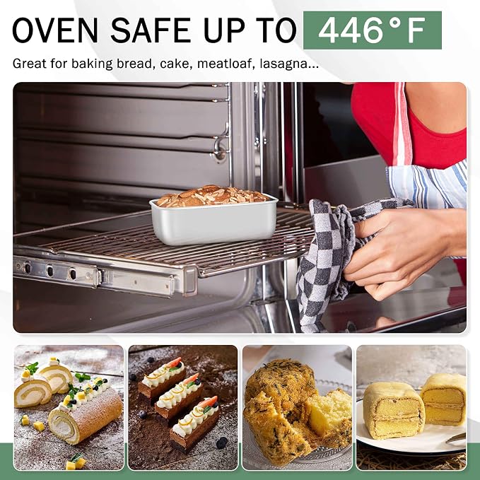 TeamFar Mini Loaf Pan, 6 PCS Stainless Steel Loaf Pans for Baking Bread | 6.3 x 3.5 Inch Bread Baking Pan for Homemade Bread, Meatloaf, Cake and Brownies, Non-Toxic, Oven & Dishwasher Safe