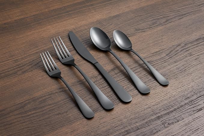 Cambridge Silversmiths Rhiannon Black Satin 20-Piece Flatware Set, Service for 4