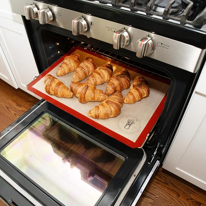 Silicone Baking Mats - 1/2 Sheet Size Baking Sheet Liners, Pack of 4, Red | Oven Safe, Non-Stick Silicone Baking Sheet Liner, Perfect For Baking Macarons Cookies, Pastry & Cakes, Half Size (11.5x16.5”)