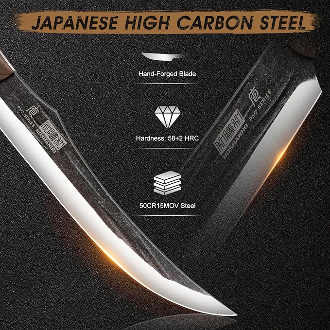 HOSHANHO Butcher Knife Set, 3PCS Knife Set of Meat & Slicing & Boning Knife | Ultra Sharp Kitchen Knife Set, Hand Forged High Carbon Steel Knives Set for Home & Camping & BBQ Gift with Men