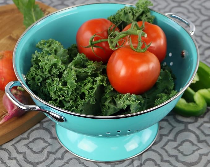 Reston Lloyd Calypso Basics Powder Coated Enameled Colander, 3-Quart, Turquoise