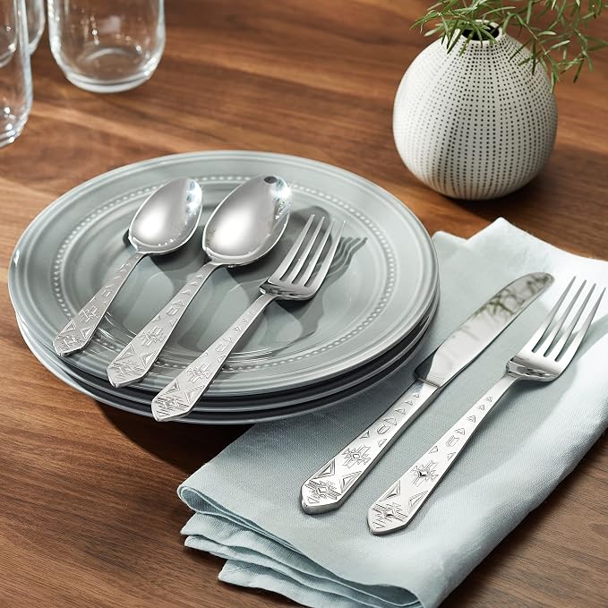 Towle Everyday Pueblo 20-Piece Stainless Steel Flatware Set, Service for 4 (Pack of 3)