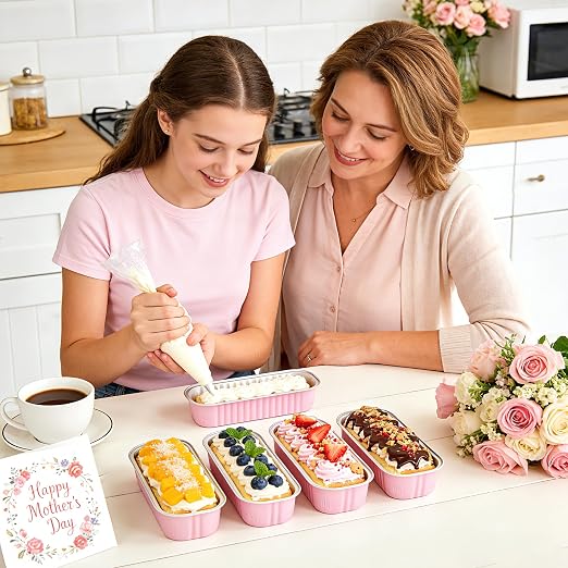 NPLUX Mini Cake Pans with Lids, 200 Pack Pink 6.8oz for Birthday Treats | Good for custard, snack cups, fruit toppings and baked samples; paired extras make serving details easier to finish.