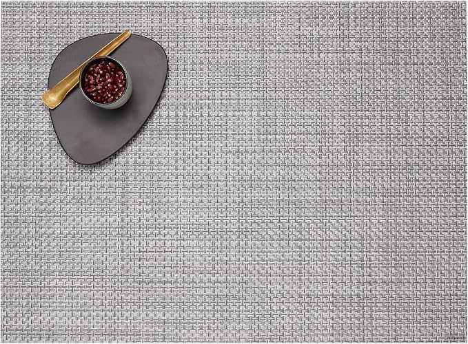 Chilewich Basketweave Placemats, Woven Rectangle Placemats Set of 4 | Reusable, Stain-Resistant, Indoor/Outdoor Tabletop Protection, Shadow, 14" x 19"