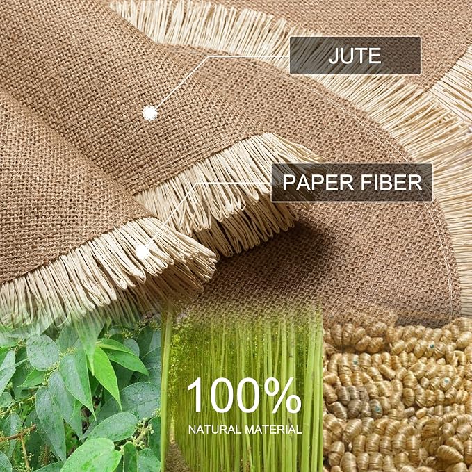 FunWheat Burlap Round Braided Placemats Set of 12 for Dining Tables 15 Inch Heat Resistant Jute Table Mats Farmhouse Woven Fabric Natural Place mats for Fall Decorations Indoor Outdoor(Beige)