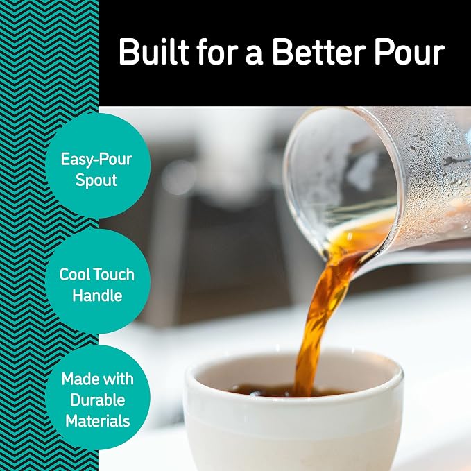 Coffee Gator Pour Over Coffee Maker - 14oz High Heat Borosilicate Glass with Reusable Stainless Steel Filter, Drip Coffee Brewer Pourover Dripper Set Carafe, 400ml Clear