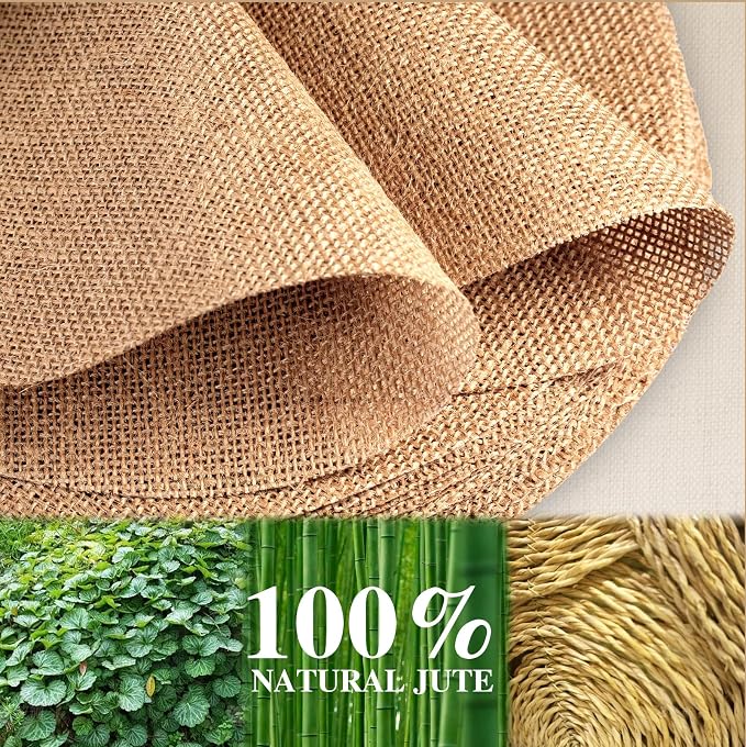 12 Pcs Round Burlap Placemats Bulk 11.8 Inch Reusable Jute Placemats, Rustic Round Charger Plates Bulk for Wedding Dinner Party Table Decorations