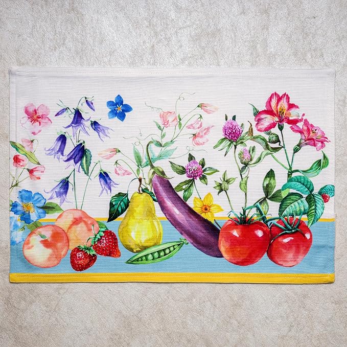 Maison d' Hermine Placemats Set of 4 Reusable 100% Cotton (13"x19") | Cloth Place Mats Washable Table Mats for Kitchen Dining Party Wedding Hotel Home Restaurant Spring Summer - Giverny