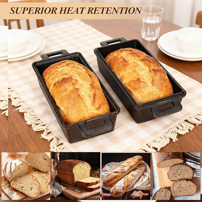 ROTTOGOON 2 in 1 Cast Iron Loaf Pan with Lid,Even Heat Distribution Bread Baking Pans for Sourdough, Homemade Bread,Cake and Meatloaf