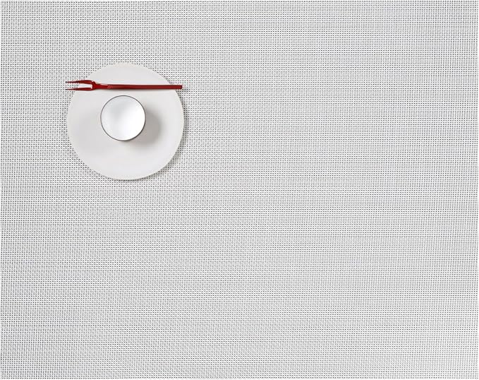 Chilewich Mini Basketweave Placemats, Woven Rectangle Placemats Set of 4 | Easy Care Woven Tabletop Textiles, Indoor/Outdoor, White, 19" x 14"