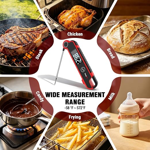 TempPro TP620 0.5 SEC Thermocouple Meat Thermometer Digtial | Instant Read Cooking Thermometer with Auto-Rotating Backlit LCD, IP65 Waterproof, Grill BBQ Kitchen Candy Deep Fry