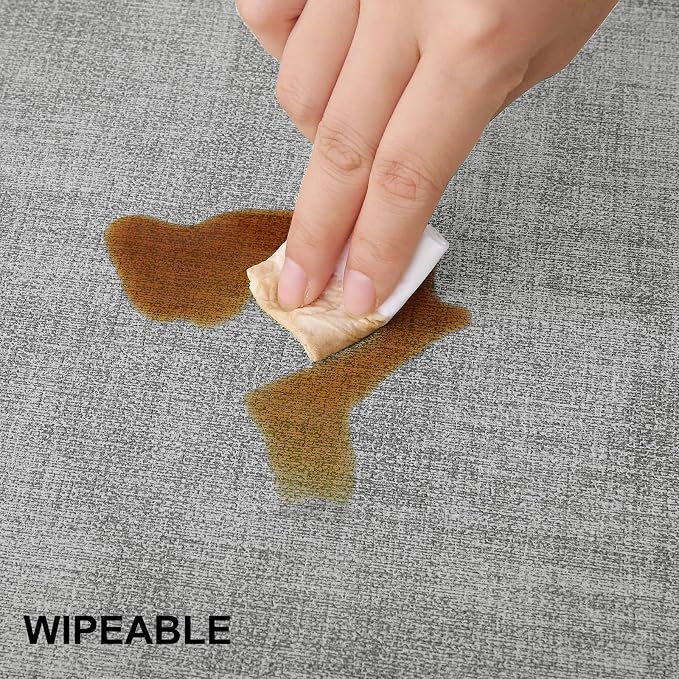 Faux Leather Heat Resistant Placemats 4 Packs, Waterproof Wipeable Dining PU Place Mats for Indoor & Outdoor, Easy to Clean, Light Grey