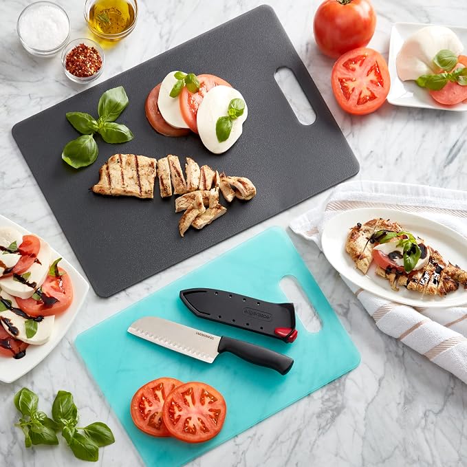 Farberware Edgekeeper 5-Inch Santoku Knife with Self-Sharpening Blade Cover, High Carbon-Stainless Steel Kitchen Knife with Ergonomic Handle, Razor-Sharp Knife, Black