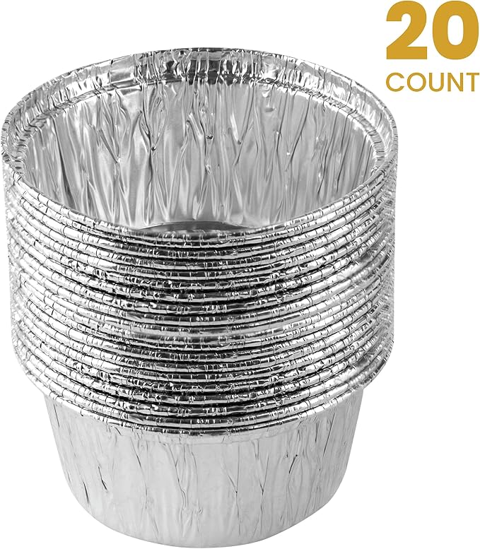 PLASTICPRO 3.5'' Inch Round Ramekins Muffin Cups Tin Foil Pack of 20