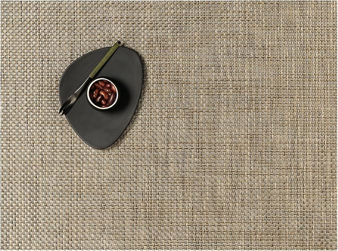 Chilewich Basketweave Placemats, Woven Rectangle Placemats Set of 4 | Reusable, Stain-Resistant, Indoor/Outdoor Tabletop Protection, Latte, 14" x 19"