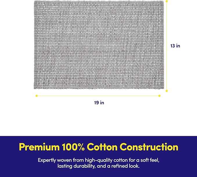 Sweet Home Collection 100% Cotton Placemats for Dining Room Rectangle Two Tone Woven Fabric 13" x 19" Soft Durable Table Mat Set, Set of 4, Gray