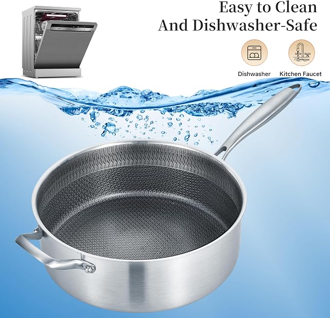 LOLYKITCH 6-Quart Large Frying Pan with Lid | 12 Inch | Detachable Handle | Ceramic Nonstick | Tri-Ply Stainless Steel | Deep Skillet | Saute Pan | PFOA Free | Induction | Dishwasher & Oven Safe