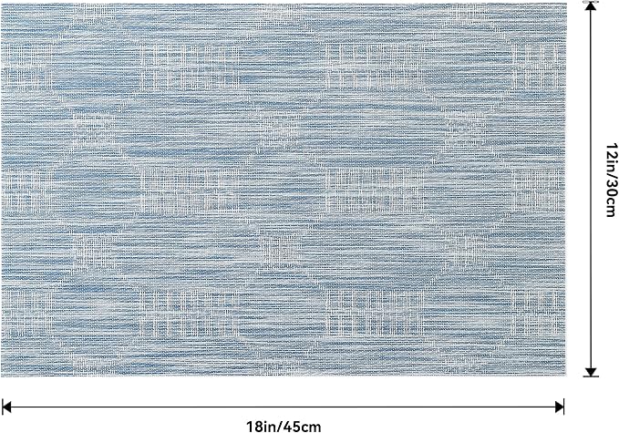 Leetaltree Jacquard Blue Placemats Set of 4 - Heat Resistant Non-Slip Place mats for Dining Table, Washable Durable PVC Vinyl Woven Table Mats (Jacquard Blue, 4)