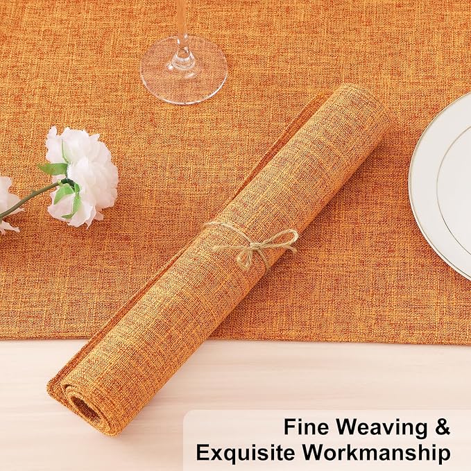 Homaxy Cloths Placemats for Dining Table Set of 6, 13" x 19", Orange | Heat Resistant, Washable, Cotton Linen Blend Table Mats, Easy to Clean Place Mats, Indoor Outdoor