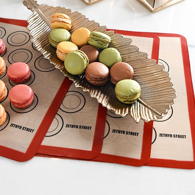 Macaron Baking Mat Silicone Non Stick, 3/4 Sheet Reusable Pack of 3 Red | Non-Stick Macaron Mat for Easy Baking, Heat Resistant & Dishwasher Safe, Reusable & Eco-Friendly, For Cookies & More, 13x19”
