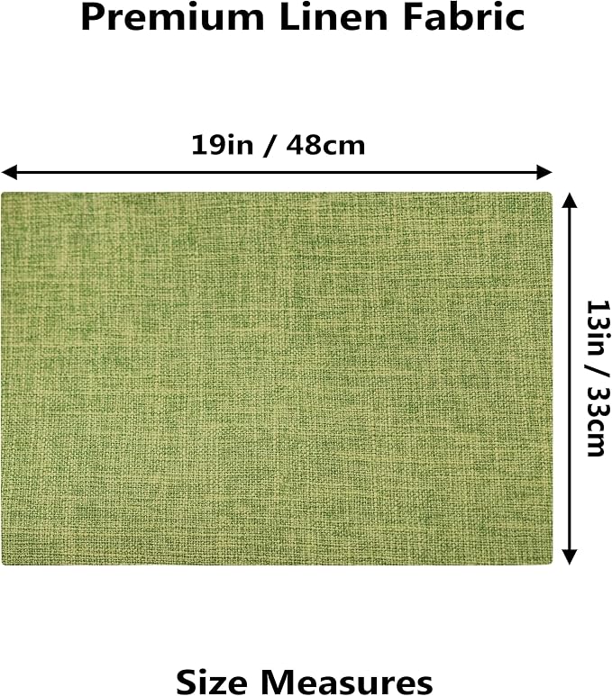 Demetex Placemats Set of 6 Green Decorative Table Mats Modern Linen Placemats Washable Heat Resistant Plate Mats for Dinner Gathering Kitchen, Lime Green