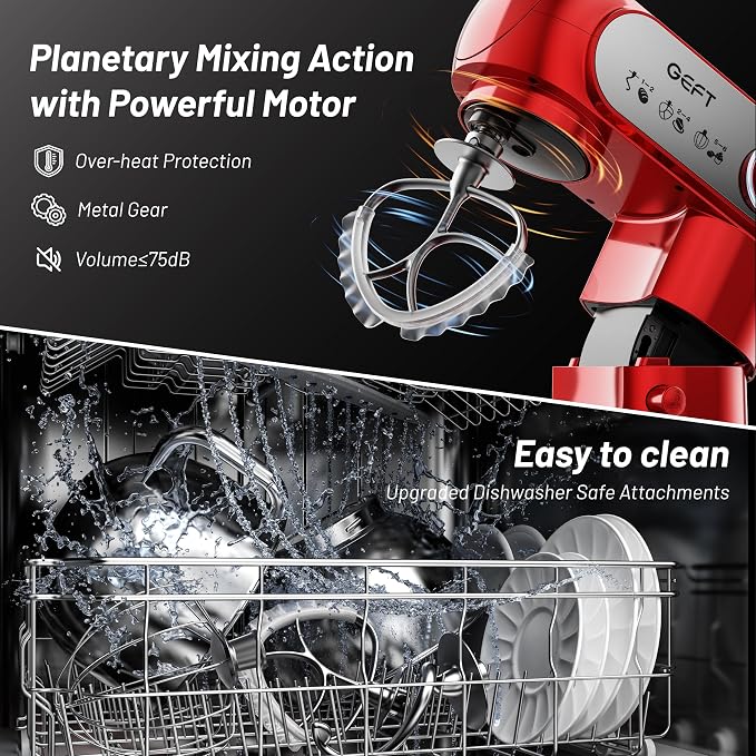 Stand Mixer, 3.5QT&6QT Bowls Mixers Kitchen Electric Stand Mixer Red | 600W Tilt-Head Kitchen Mixer with Stainless Steel Bowl, Dishwasher-Safe Dough Hook, Flat Beater, Wire Whisk, Splash Guard