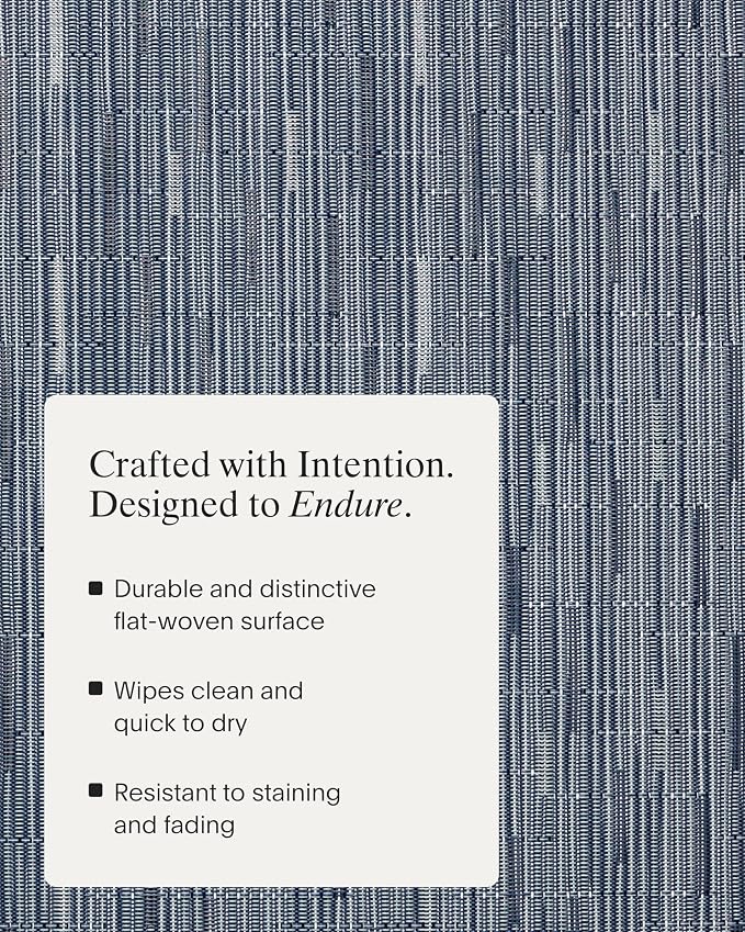 Chilewich Bamboo Placemats Set of 4, Round Woven Placemats | Reusable, Stain-Resistant, Indoor/Outdoor Tabletop Protection, 15", Rain