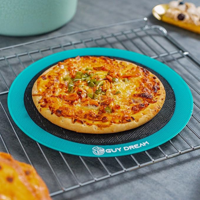 GUYDREMAT 12IN Silicone Perforated Baking Mats - Non-Stick and Heat Resistant Up to 480F, Reusable Round Mats for Baking Pizza, Bread, and Pastries, Oven Safe, Perfect for Crispy and Even Cooking