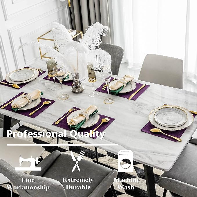Home Brilliant Cloth Placemats Set of 4 Heat Resistant Dining Table Place Mats for Kitchen Table, 13 x 19 inches, Purple