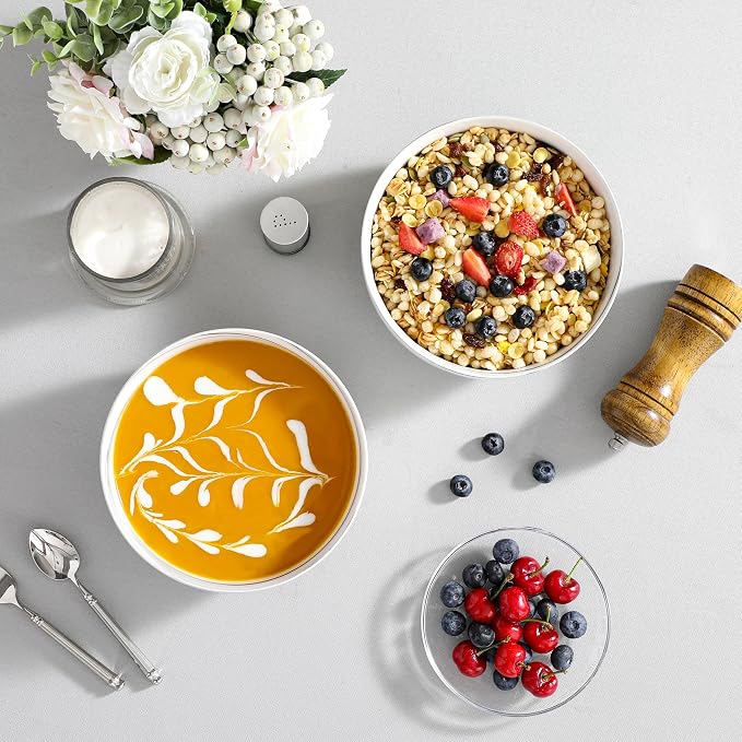 MALACASA Salad Soup Bowls Set of 2, 44 OZ Ceramic Bowls for Kitchen | Marble Grey Bowls for Soup, Cereal, Pasta, Oatmeal, Ramen, Porcelain Bowls Microwave & Dishwasher Safe, Series REGULAR