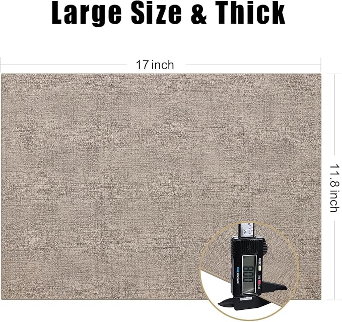 Homaxy PU Faux Leather Placemats for Dining Table, Set of 12, Light Brown | Waterproof Wipeable Washable Table Mats, Easy to Clean Anti-Slip Place Mats, 11.8" x 17"