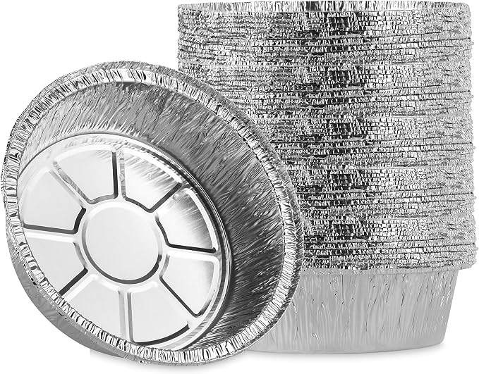 PLASTICPRO 6'' Inch Round Tin Foil Cake Pans Disposable Pack of 50