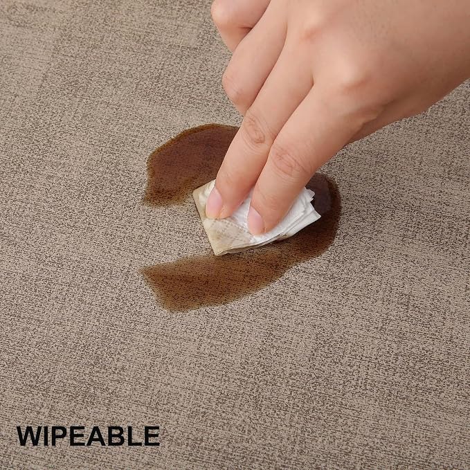 Faux Leather Heat Resistant Placemats 12 Packs, Waterproof Wipeable Dining PU Place Mats for Indoor & Outdoor, Easy to Clean, Camel
