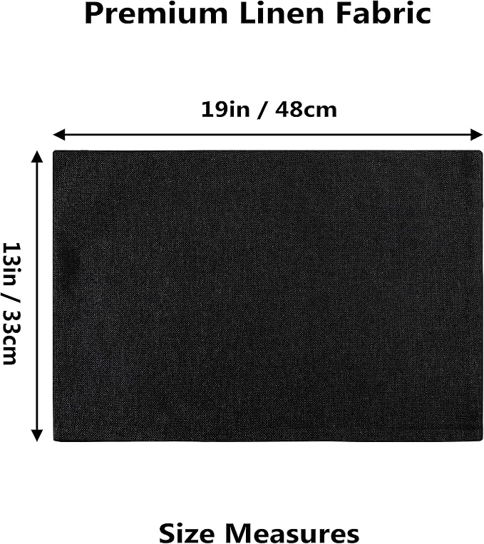 Home Brilliant Black Placemats Set of 6 Heat Resistant Dining Table Place Mats Kitchen Cloth Table Mats, Black