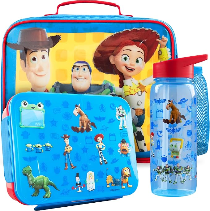 Get Trend Disney Pixar Toy Story Lunch Bag, Bento Box & Water Bottle Set | 3 Pc, Insulated Lunch Bag, Lightweight Snack Box, 22 fl oz BPA-Free Water Bottle with Straw, School, Picnic, Gifts for Boys