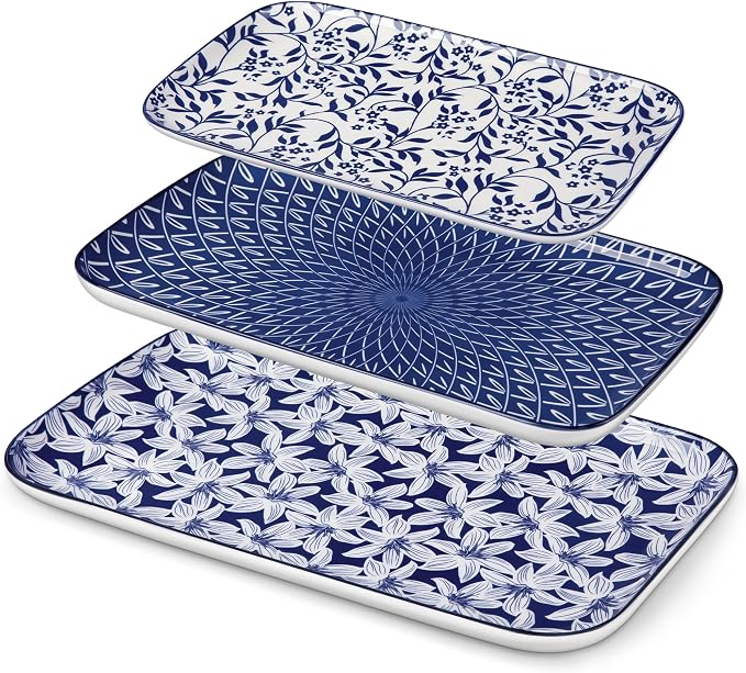 vancasso Porcelain Serving Trays for Party, Serving Platters Set of 3,Serving Dishes for Entertaining, Ceramic Party Trays and Platters for Serving Food, 16"/14"/12" Inch, Series SELENE