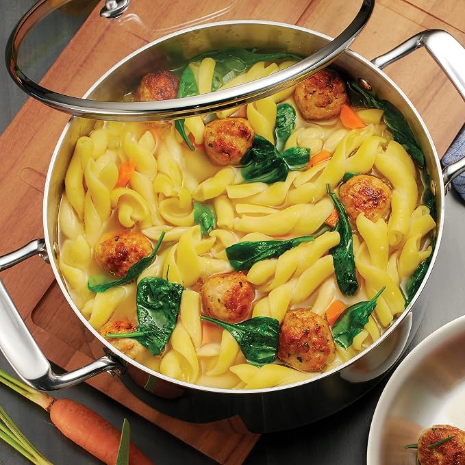 Tramontina Boston Tri-Ply Clad Stainless Steel 5-Quart Dutch Oven Pot | With Glass Lid, Induction-Ready, Dishwasher-Safe, NSF-Certified