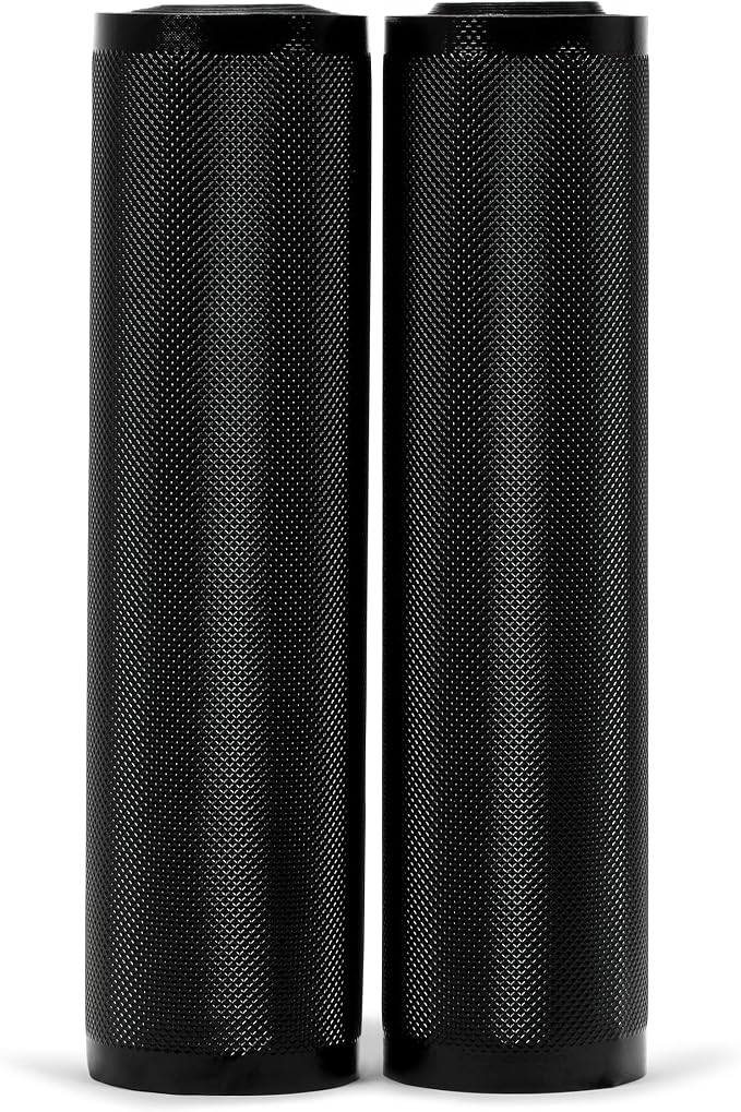 Vacuum Seal Rolls 11" x 25' 2 Pack (50 Feet Total) 5.5 Mil (Black & Black) BPA Free Heavy-Duty Commercial Grade Sealer Rolls for Food Storage, Sous Vide, Meal Prep, Freezer Storage & Food Preservation