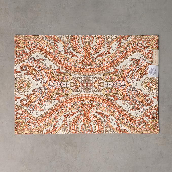 Maison d' Hermine Placemats Set of 4 Reusable 100% Cotton (13"x19") | Cloth Place Mats Washable Table Mats for Kitchen Dining Party Wedding Hotel Home Thanksgiving Christmas - Kashmir Paisley