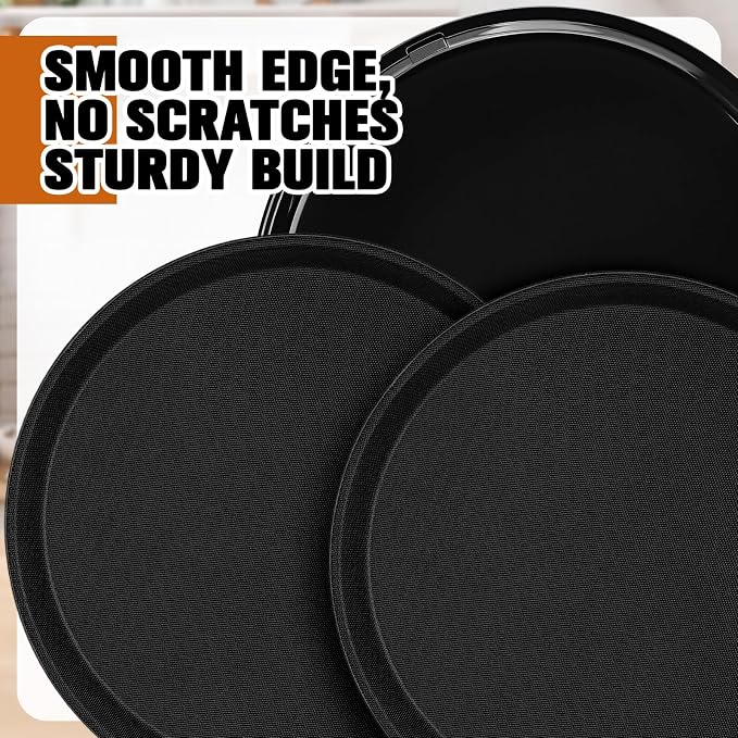 Zopeal 2 Pcs Bar Service Tray Round Plastic Non Slip,14" | For Waiter Server in Restaurant Cafeteria Bar, Raised Edges Prevent Spills, Cocktail Food Server, Textured Surface Grip