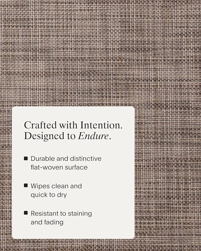 Chilewich Mini Basketweave Placemats, Woven Rectangle Placemats Set of 4 | Easy Care Woven Tabletop Textiles, Indoor/Outdoor, Soapstone, 19" x 14"