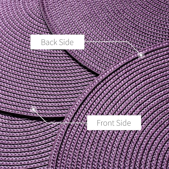AHHFSMEI Round Placemats Set of 6 Heat Resistant Washable Non-Slip Woven Braided Table Mats for Dining Table Kitchen & Home Decor (Plum Purple)