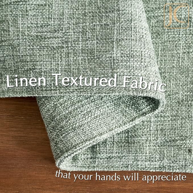 JINCHAN Linen Textured Placemats Set of 4 Farmhouse 13x19 Heathered Green | Fabric Placemats, Cottage Style, Double-Layer One-Piece Design, Reversible Solid Color, Machine Washable, Reusable