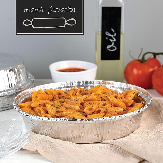 PLASTICPRO 9'' Inch Round Tin Foil Pans Disposable Aluminum Pack of 50