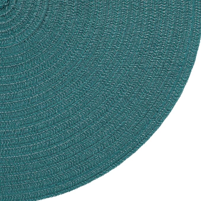 SHACOS Round Placemats Set of 4 Woven Braided Table Placemats 15 inch Circle Place Mats Washable Non Slip Table Mats for Home Wedding Party, Teal Green