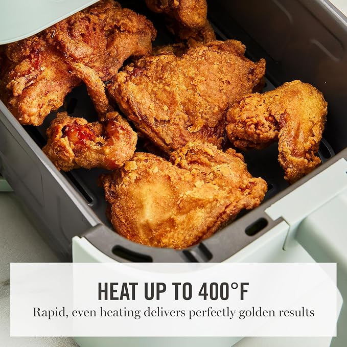 Martha Stewart 6-Quart Air Fryer, 6 Presets, Space Saving, Honeydew Sage | 3lb Capacity, PFAS-Free Ceramic Nonstick Basket & Tray, Bake, Roast, Broil, Dehydrate, Reheat, Shake Reminder, Heat up to 400
