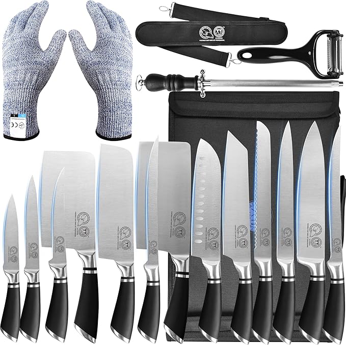 XYJ Knives Authentic Since 1986,Chef Knife Professional Set with Bag,Cleaver Butcher Knife for Meat Cutting Bag