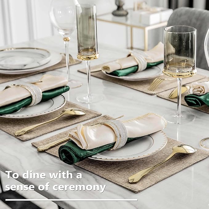 Home Brilliant Linen Placemats Set of 4 Heat Resistant Dining Table Cloth Place Mats Kitchen Table Mats Placemats Table Decor, Natural Linen