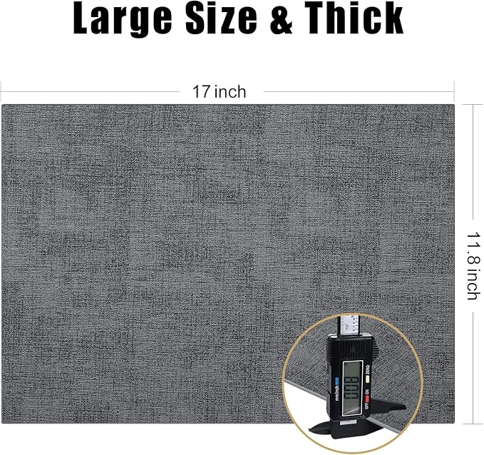 Homaxy PU Faux Leather Placemats for Dining Table, Set of 6, Dark Grey | Waterproof Wipeable Washable Table Mats, Easy to Clean Anti-Slip Place Mats, 11.8" x 17"
